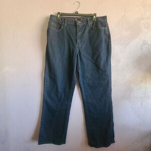 Lee Relaxed Fit Jeans Women 16 High Rise Medium Dark Indigo Blue Straight Leg